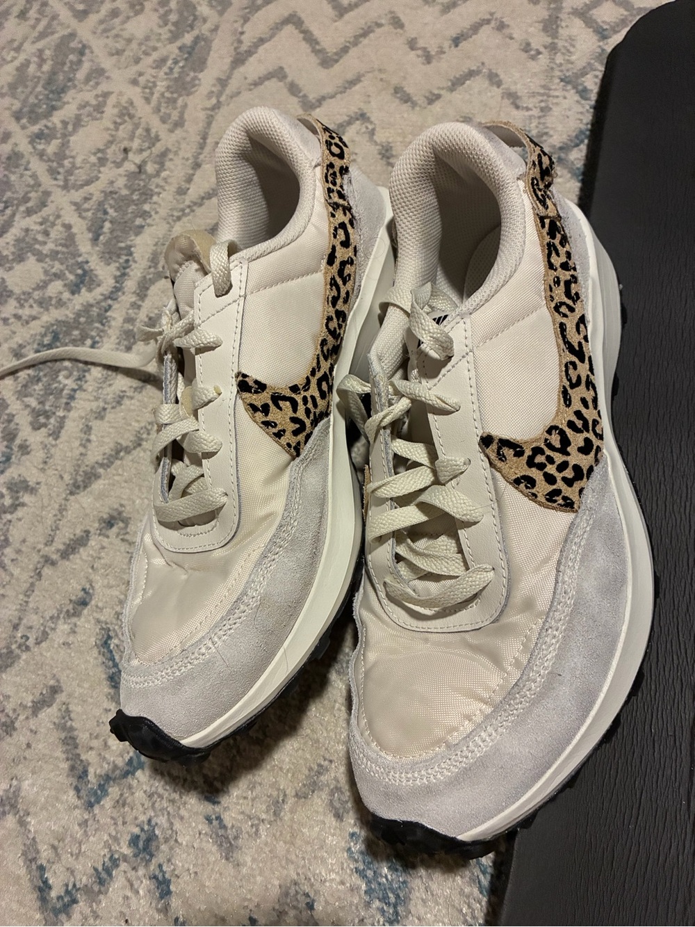 Nike Cream Sneakers with Leopard Swoosh